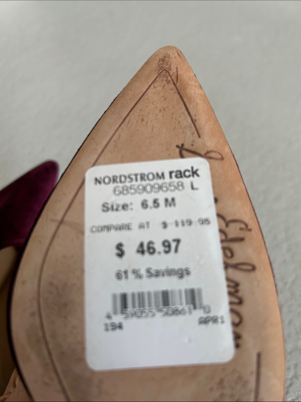 Sam Edelman Burgundy Velvet Pointed Toe Stiletto Pumps - Picture 2 of 7